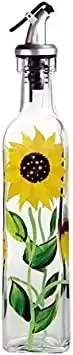 Glass Sunflower Oil & Vinegar Bottle, Handmade
