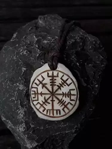 Hand Carvedmade Viking Compass Pendant Wayfinder