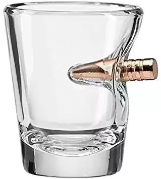 Shot Glass with Real 0.308 Bullet - Gift for Gun Lovers