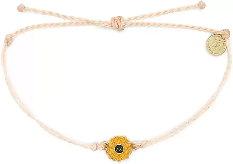 Golden Sunflower Bracelet - Adjustable Band, Waterproof