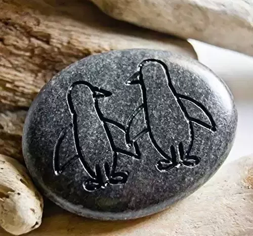 Personalized Penguin Pebble, keepsake rock decoration