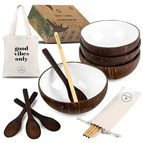 Coconut Bowl and Utensil Set