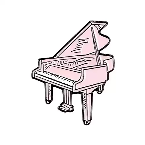 Pink Enamel Cartoon Music Equipment Piano Brooche