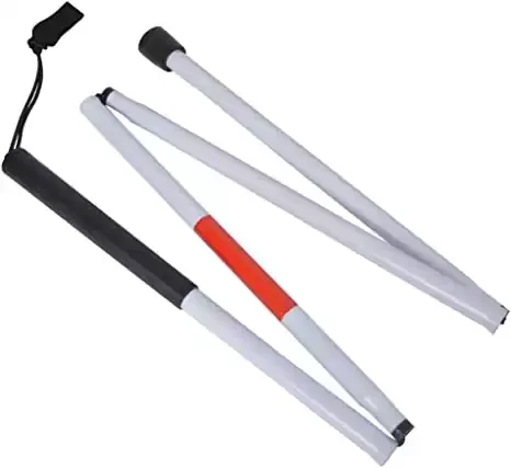 Baitaihem Folding Blind Cane Reflective Red Folding Walking Stick for Vision Impaired and Blind People