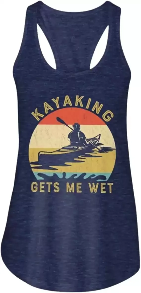 Kayaking Gets Me Wet Paddling Boating Vintage Kayaker Gifts - Ladies Racerback Tank