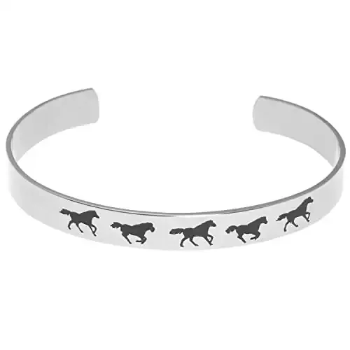 Stainless Steel Elegant Running Horse Cuff Bracelet Gift
