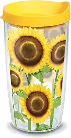 Sunflowers Tumbler with Wrap and Yellow Lid
