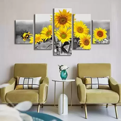 Canvas Painting Sunflowers Wall Art Decor, Ready to Hang