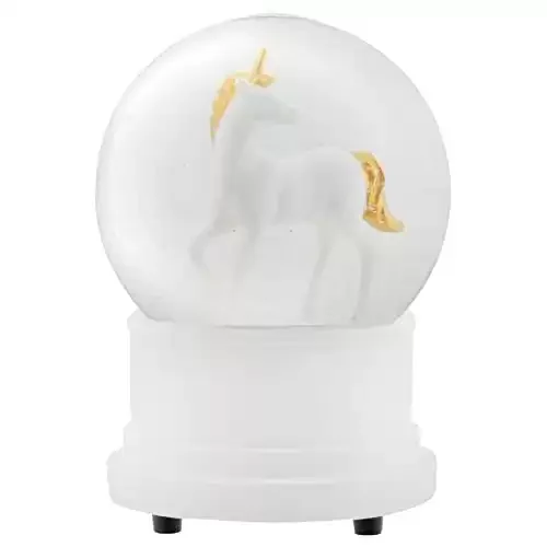 Classic Pearl White Unicorn Musical Water Globe Gift