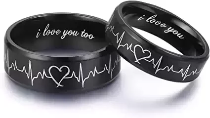 Heartbeat Rings for Couples: I Love You, Matching Promise