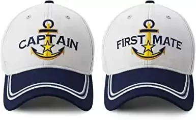 Captain Hat & First Mate | Matching Skipper Boating Baseball Caps