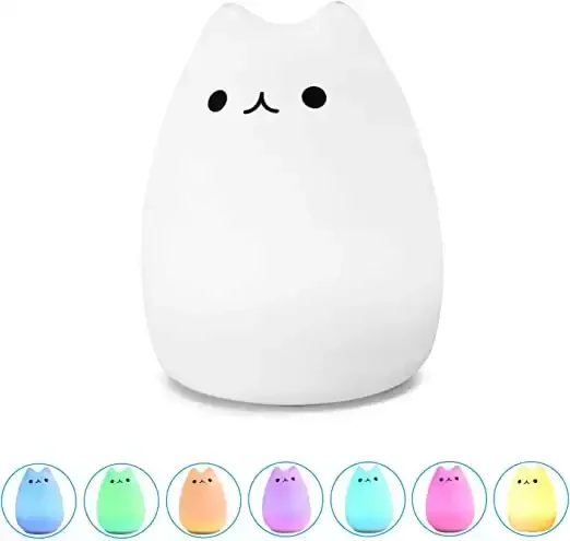 WoneNice Portable Anime Cute Kitty Silicone LED Night Lamp