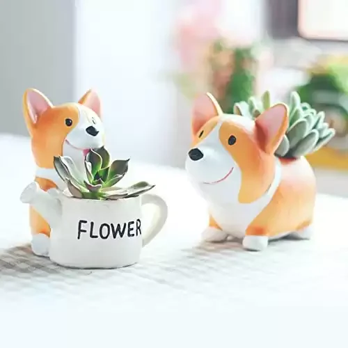 Lovely Corgi Dog Shaped Succulent Flower Pot Set