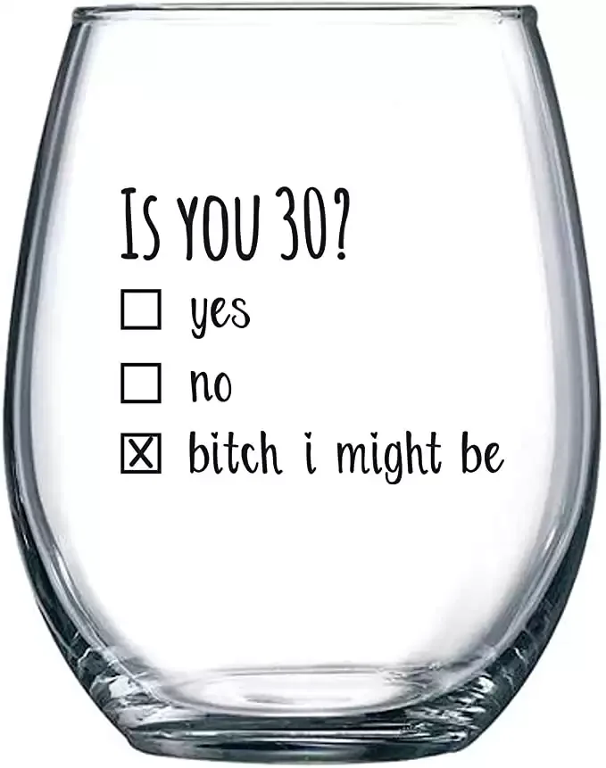 30th Birthday Gift for Women and Men Wine Glass - 30 Year Old for Him, Her