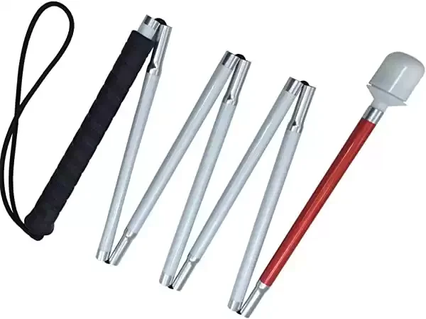 Aluminum Mobility Folding White Cane for Vision Impaired and Blind People