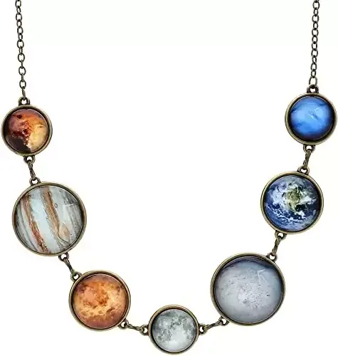 7 Planet Necklace Sun Moon Galaxy Space Necklace