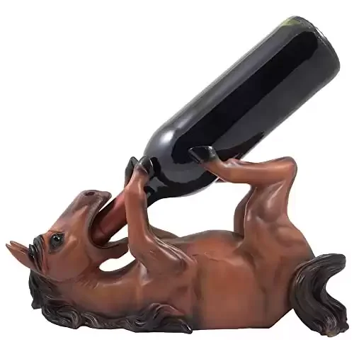 Drinking Chestnut Stallion Wine Bottle Holder Horse Statue