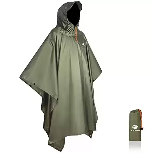 Waterproof Rain Poncho Coat Lightweight, Reusable, Hooded