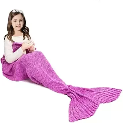 JR.WHITE Mermaid Tail Blanket for Kids