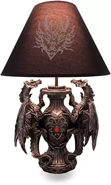 Gothic Guardians of Light Medieval Dragons Table Lamp