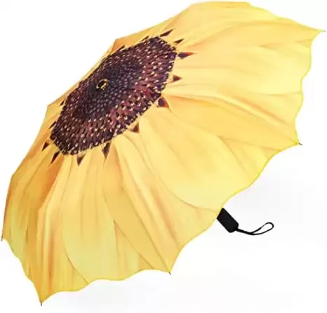 Folding Umbrella with Sunflower, Compact & Lightweight