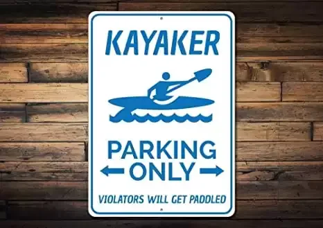Metal Tin Sign Kayaker Parking Sign