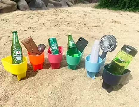 Multifunctional Sand - Beach Cup Holder with Pocket