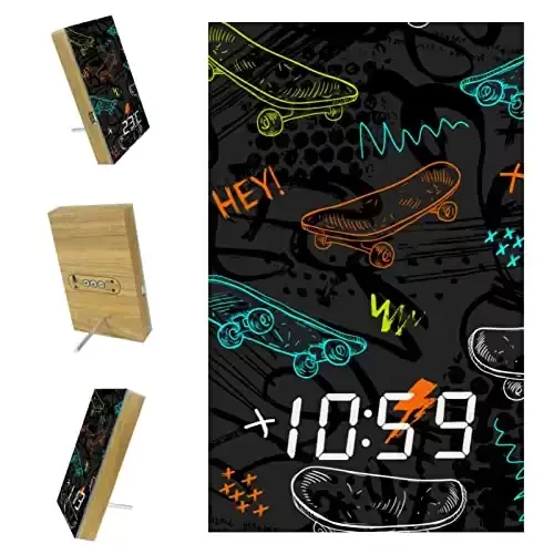 Grunge Skateboard LED Clock