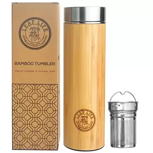 Bamboo Thermos with Coffee Infuser and Strainer