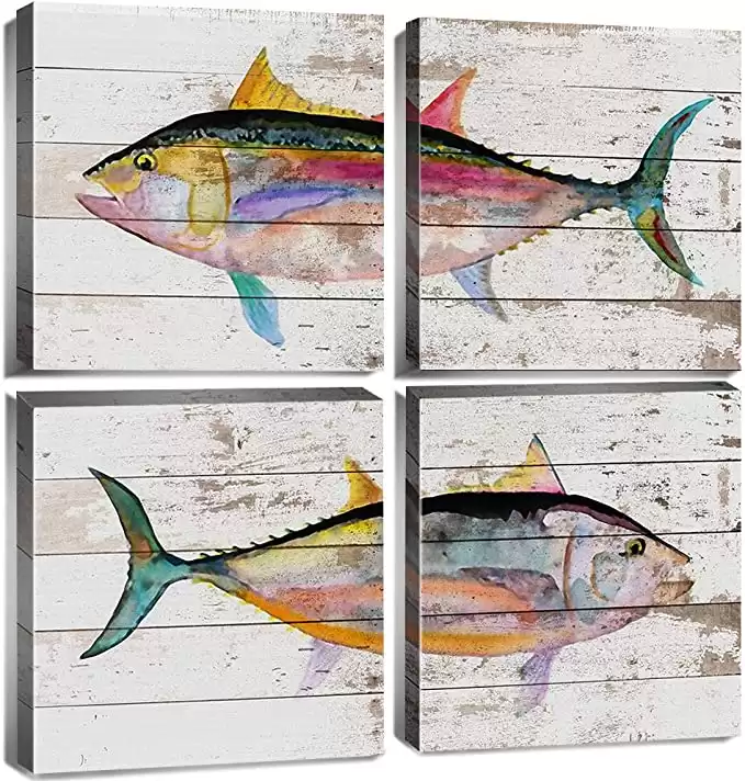 Wall Decor Tuna Fish Bathroom Canvas Printing