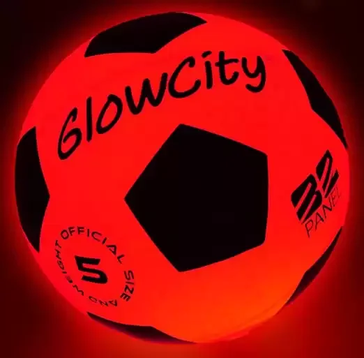 LED Soccer Ball Red Glows in The Dark - Gift For Soccer Fans