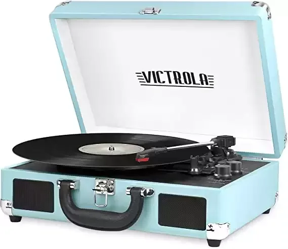 Victrola Vintage 3-Speed Bluetooth Portable Suitcase Record Player with Built-in Speakers