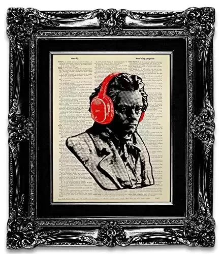 Beethoven with Headphone Wall Art Poster Music Gift