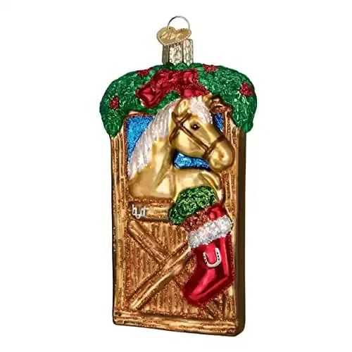 Vintage Christmas Tree Glass Blown Horse in Stall Gift