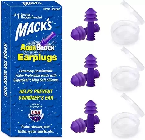 Mack's AquaBlock Swimming Earplugs, 3 Pair