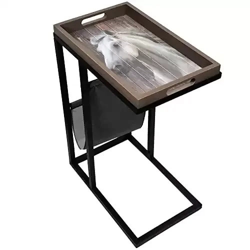 Table end Sofa Side Table with Removable Decorative Tray