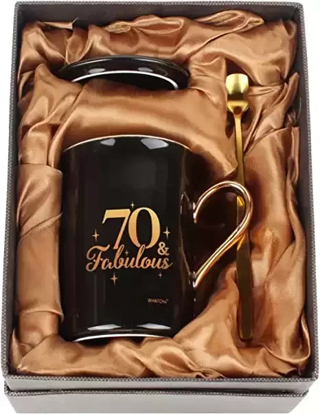 Black Gold Funny Coffee Mugs 70th Birthday Gifts for Men Women