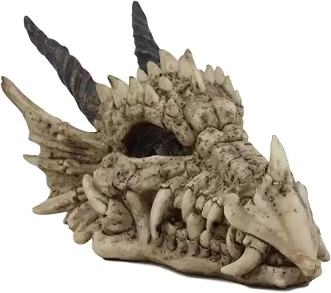Jurassic Beowulf Elder Dragon Head Skull Realistic Fossil Statue Fantasy Decor