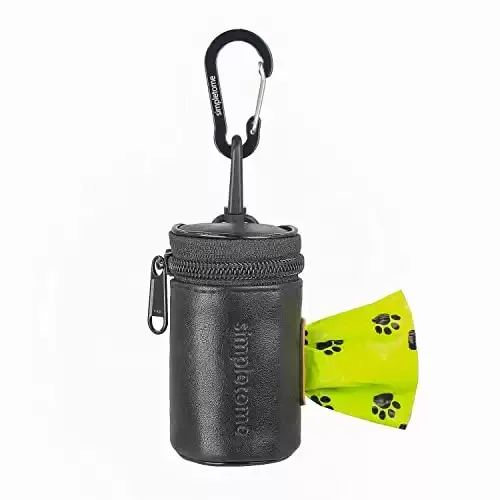 Leather Dog Waste Bag Dispenser for Belt Waterproof