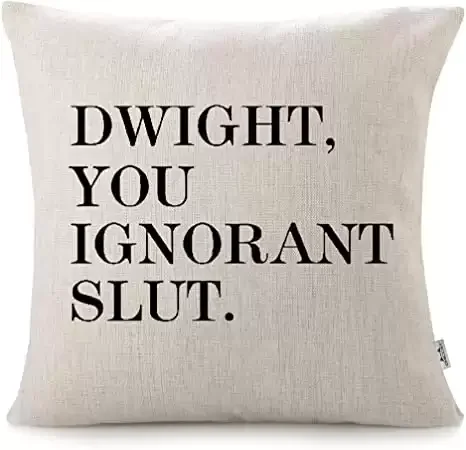 Cotton Linen Throw Pillow Case - Dwight, You Ignorant S…