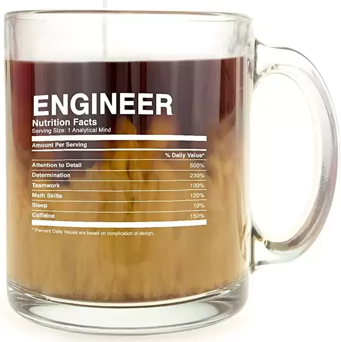Engineer Nutrition Facts - Glass Coffee Mug