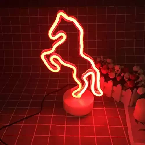 Neon Night Light Horse Sign LED Lamp with Base