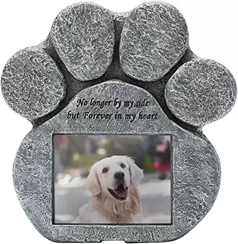 Pet Paw Memorial Stone with a Photo Frame