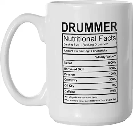 Drummer Nutritional Facts Ingredients Label Mug