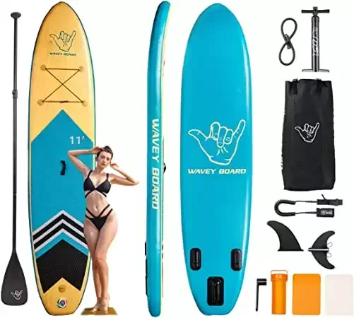 WAVEY BOARD Inflatable 10' Stand Up Paddle Board for Adult Premium SUP