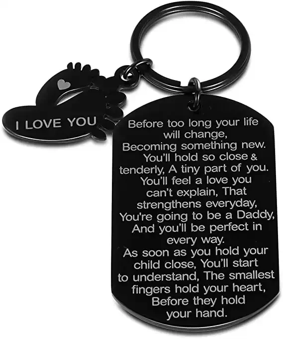 New Dad Keychain Daddy to Be Gifts Pregnancy Baby Announcement Gifts for Him New Father Mother Soon to Be Daddy Gifts