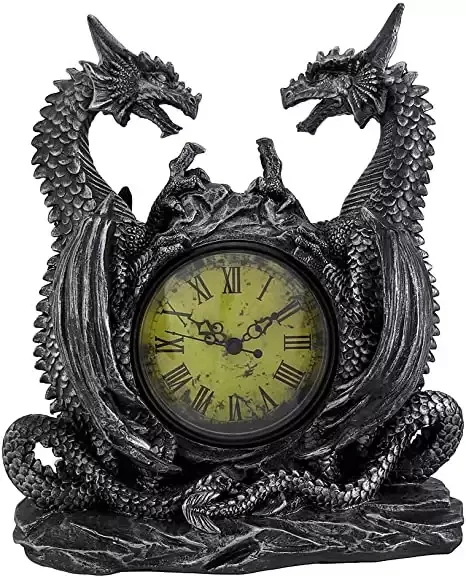Decorative Twin Dragons Clock | Gothic Home Decor Gift