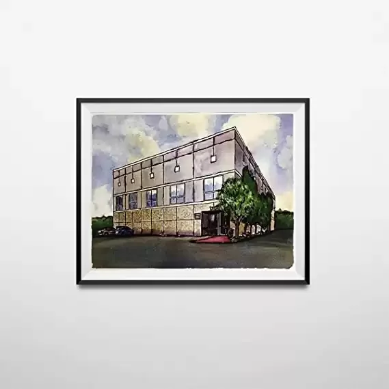 Pam Beesly The Office Building Watercolor Painting Poster Dunder Mifflin