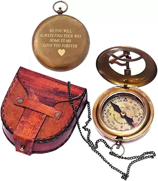 Engraved Compass with Leather case - Adventurer Gift