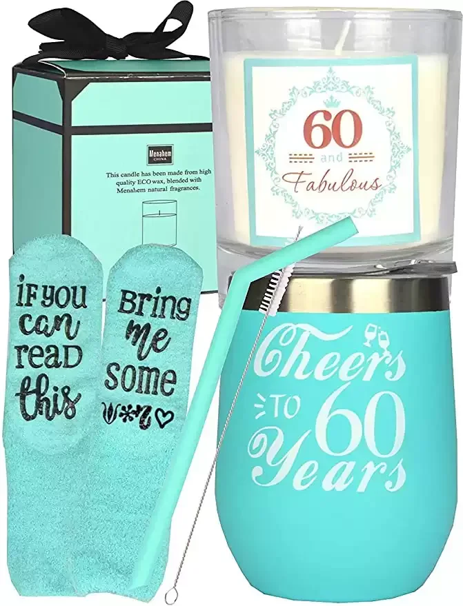 60th Birthday Tumbler Gift Set for Woman